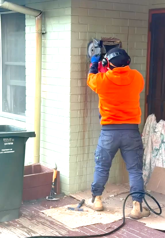 Cutting wall for installation of new Meter Box